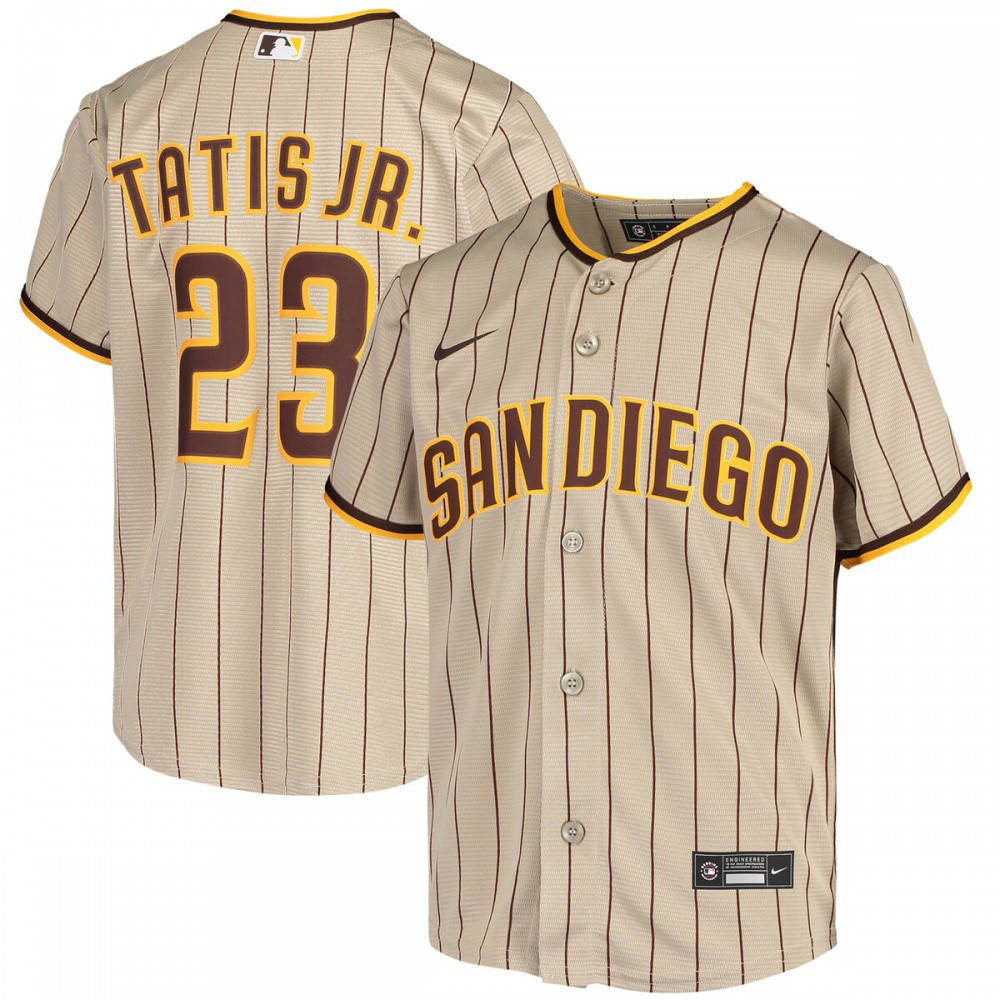 Fernando Tatis Jr. San Diego Padres Youth Alternate Replica Player Jersey - Tan-Pro Kit Vault | Brand New 26/27 Sports Jerseys